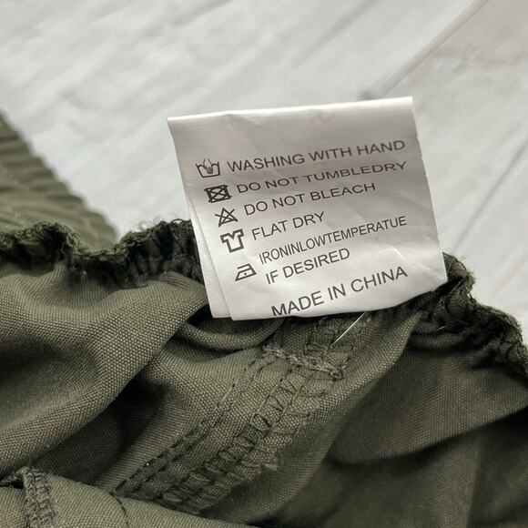 Cargo Lightweight Stretch Waist Baggy Thin Green Utility Pants Medium - Picture 4 of 7